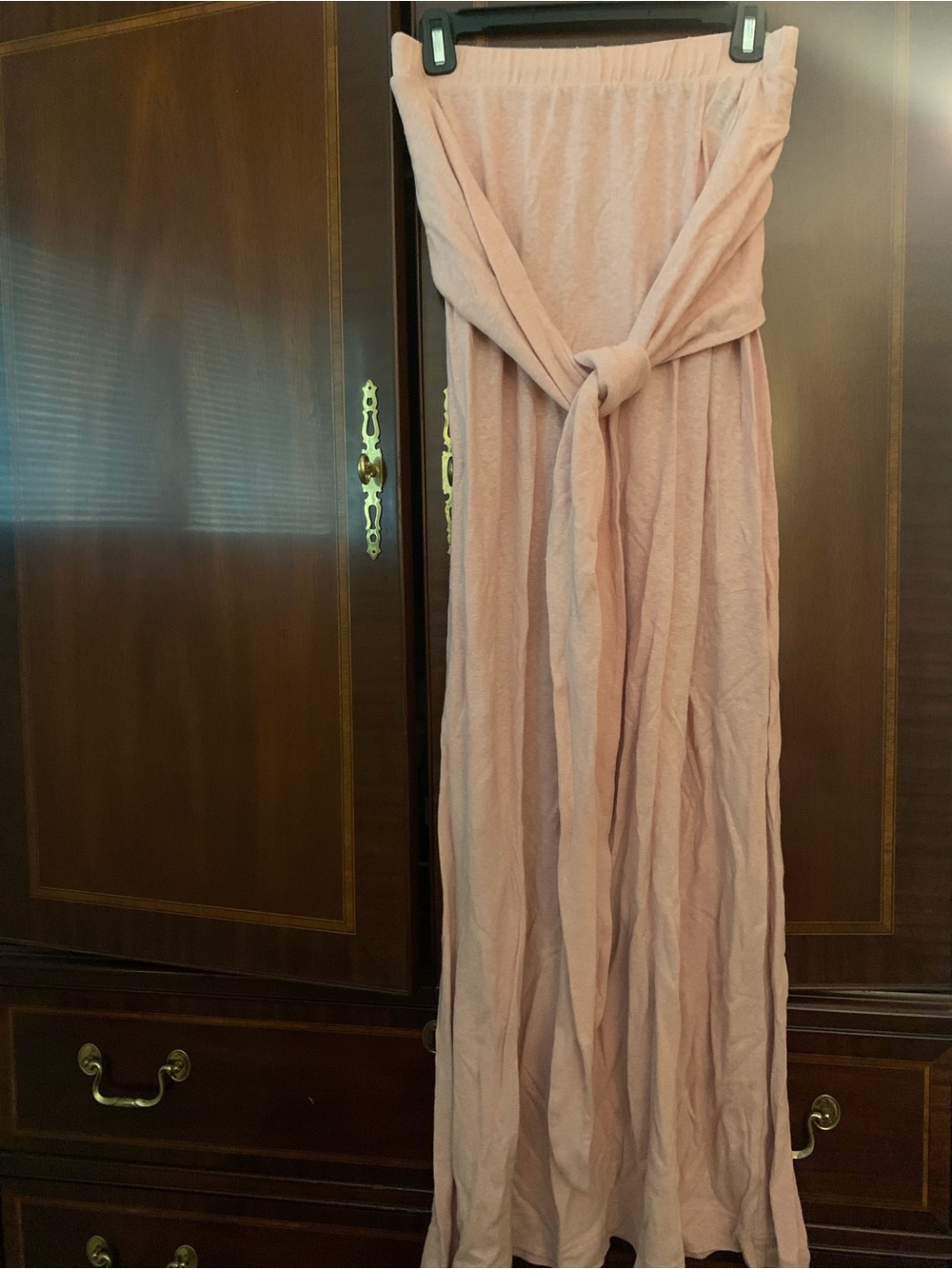 Free People Blush Pink Maxi Skirt with Waist Tie